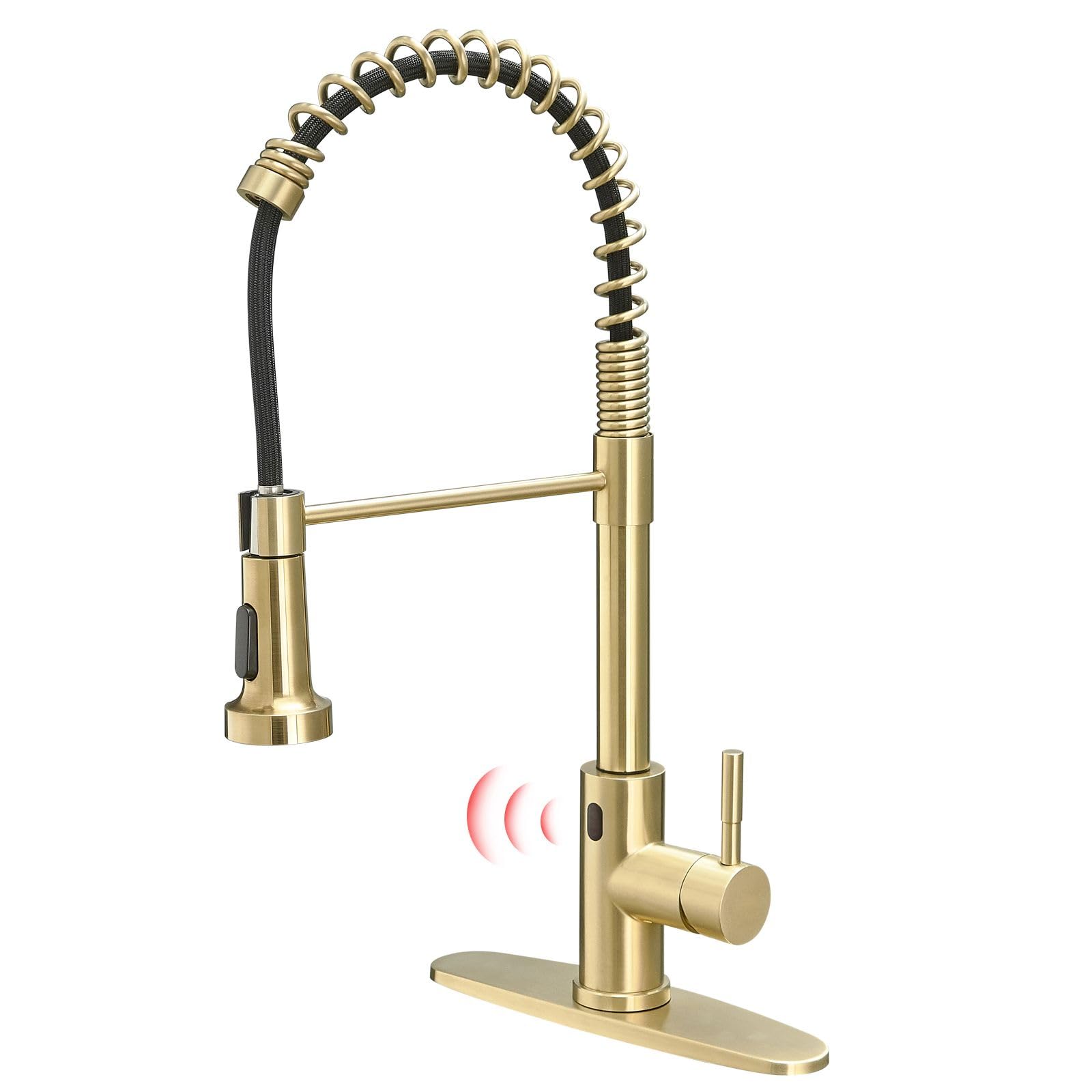 Robinet cuisine extractible haut de gamme fini or brossé électronique