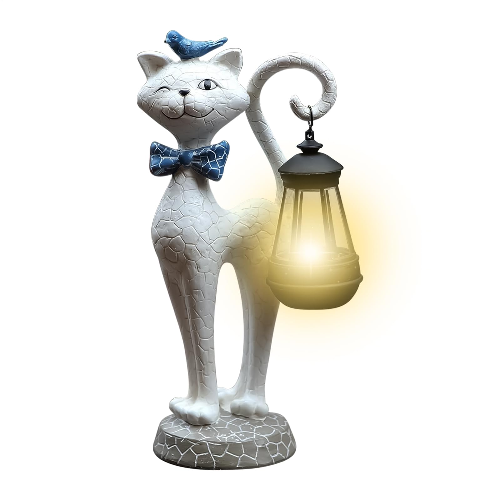 Lumières solaires chat extérieur statuette de jardin résine étanche pour terrasse