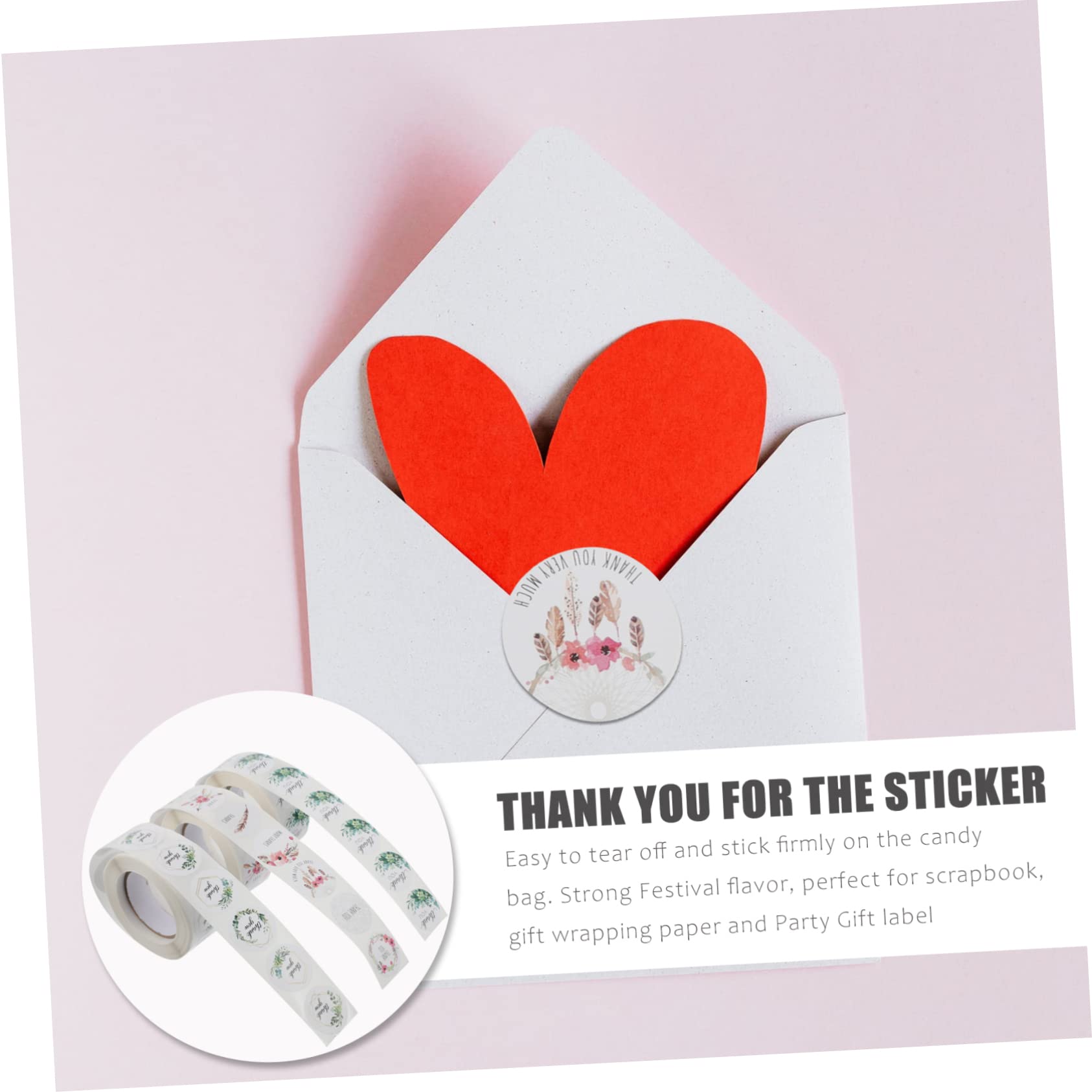 VILLCASE 18rotoli Adesivi Creativi Per Buste Con Design Di Ringraziamento Stickers Autoadesivi Per Decorazioni Di Feste Compleanni e Matrimoni
