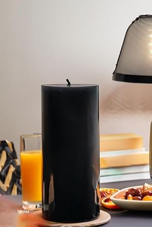 Silindir Mum 10 X 30 Cm Dev Büyük Kütük Mum Siyah Siyah