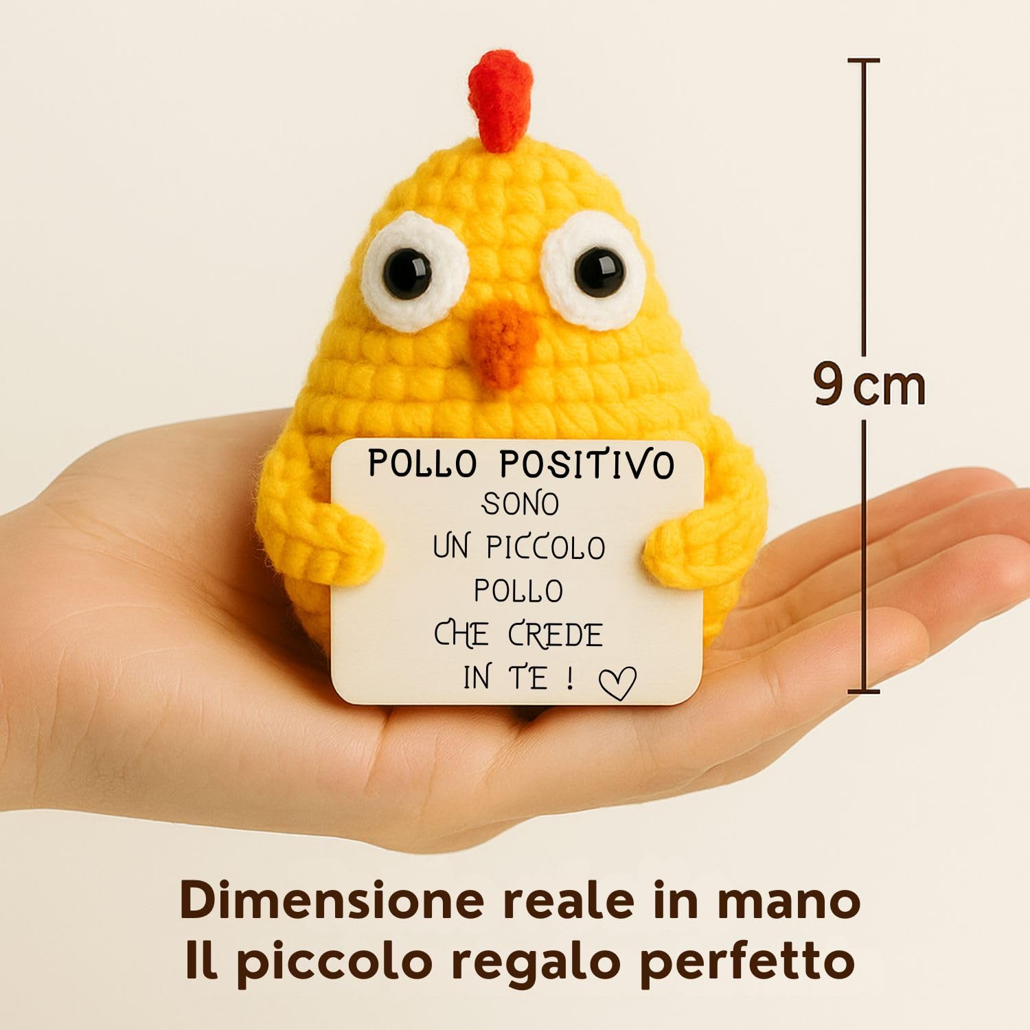 Pollo Positivo© | Regalo di Pasqua | Idea Divertente & Simpatica | Compleanno Bambino Bambina | Festa Amico| Sorpresa Collega| Amigurumi Motivazionale| Giocattolo Comico| Decorazione Tavola Pasqua