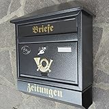 Großer Briefkasten / Postkasten XXL Anthrazit mit Zeitungsrolle Zeitungsfach Schrägdach Trapezdach - 5