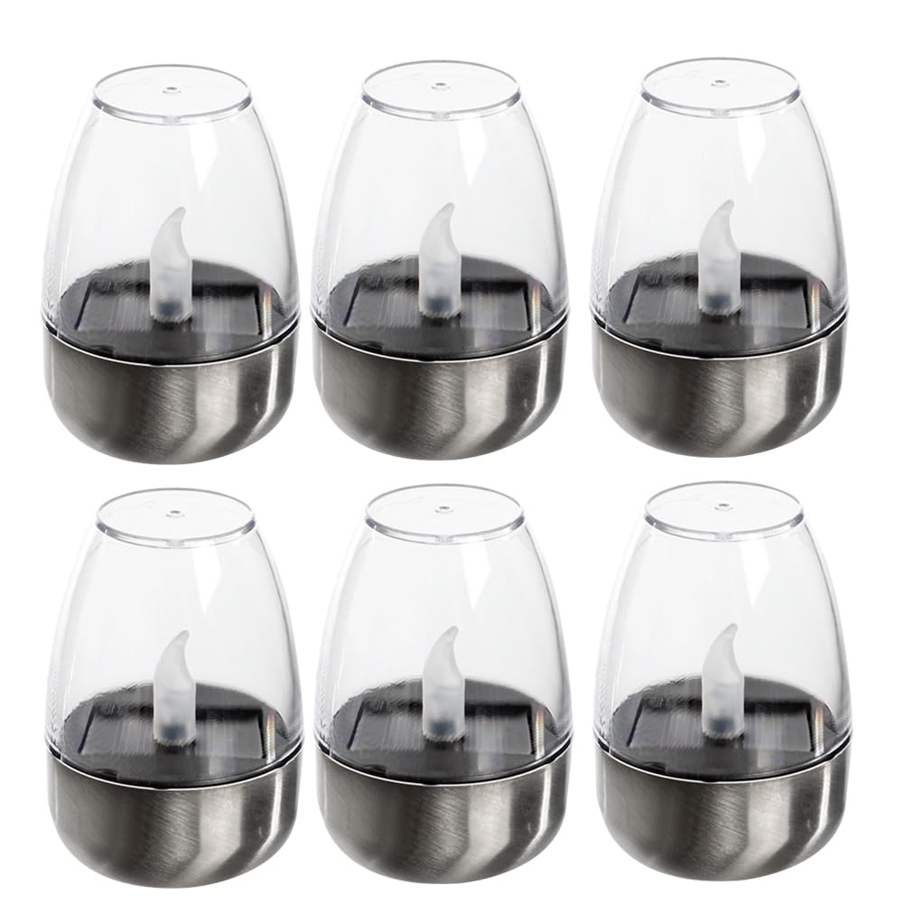 CTRLZS Solar Power Tea Lights Outdoor Candle Flameless Flicker Waterproof Solar Table Lamp LED Candles with Dusk to Dawn 6pack
