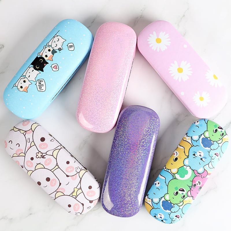 Miniatura 7 de Cute Stylish Hard Shell Eyeglasses Cases Protective Case Storage Box With Glasses Cloth Eyeglass Strap for Girl Teen