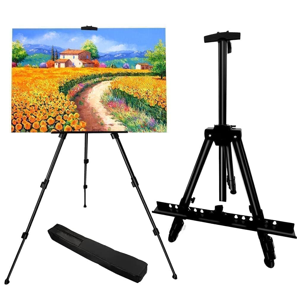 Stojak na sztalugę artystyczną, RRFTOK metalowy materiał, statyw, regulowana sztaluga do malowania płótna, wysokość od 40 do 168 cm, torba do przenoszenia do rysowania na blacie / podłodze i zabawy