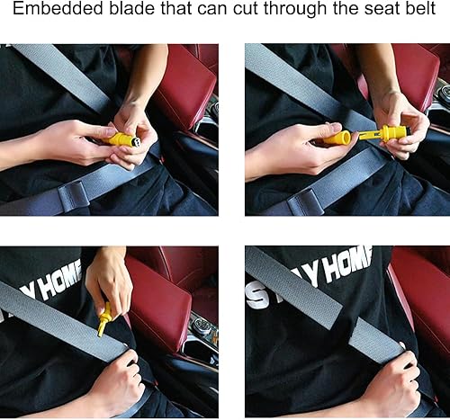 Miniatura 5 de Herramienta de escape de emergencia, paquete de 4 unidades rompeventanas de automóvil 2 en 1 y cortador de cinturón de seguridad, martillo de