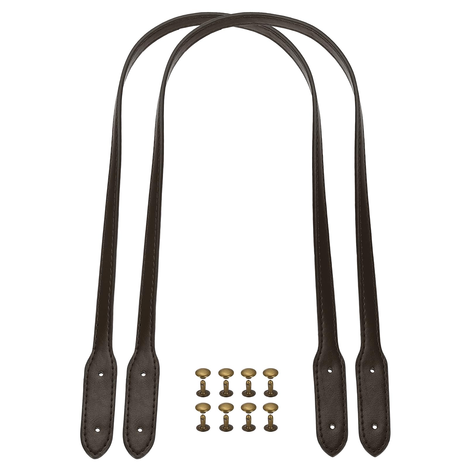 sourcing map 2Pcs PU Leather Purse Strap with Rivets 28.4" Dark Brown