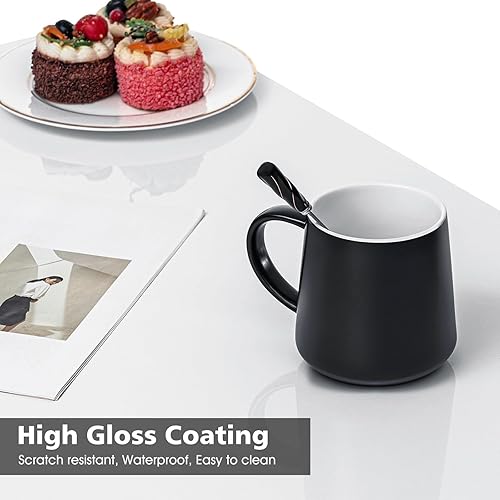 Miniatura 58 de HOMMPA Morden - Mesa de centro elevable de 40 pulgadas con almacenamiento, mesa de centro LED de alto brillo, mesa de té moderna de 3 niveles con