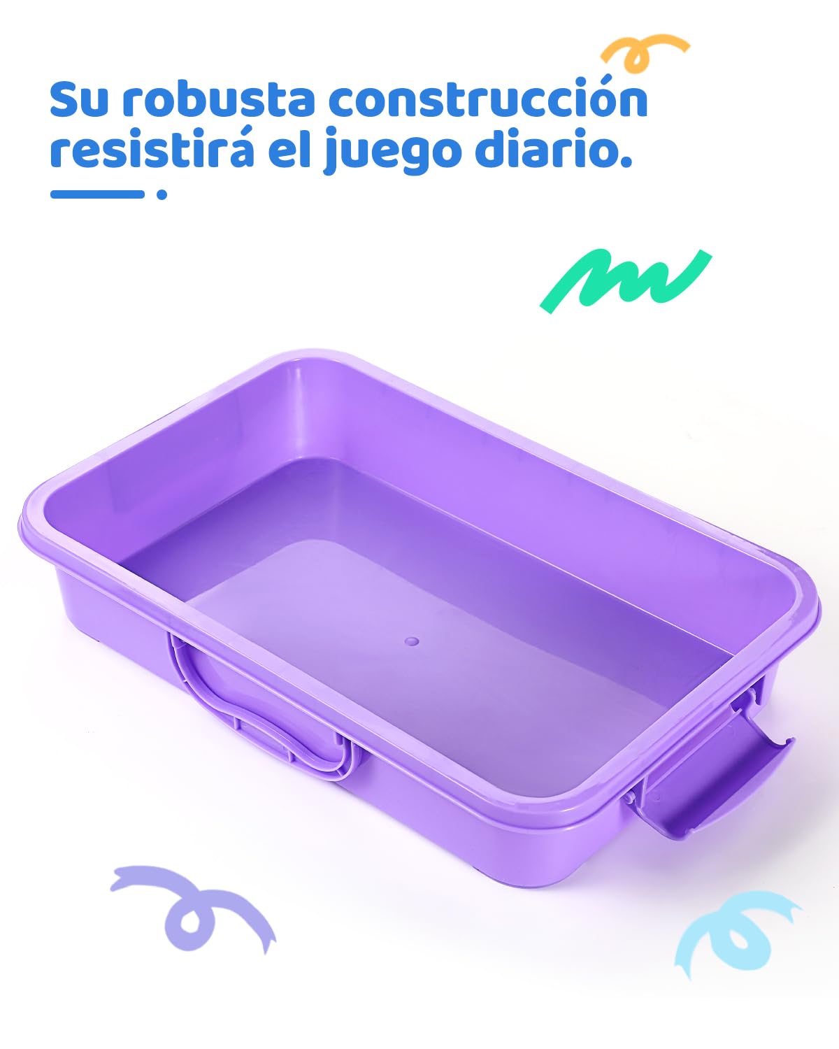 sikmcle Paquete de 2 bandejas de arena sensoriales con tapa y asa, contenedor de caja de arena sensorial portátil para niños, bandeja de actividades de plástico para niños pequeños, transparente