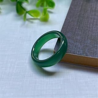 Christmas Charms Unisex Green Circle Finger Rings Black Wedding Band Natural Stone Ring(green)