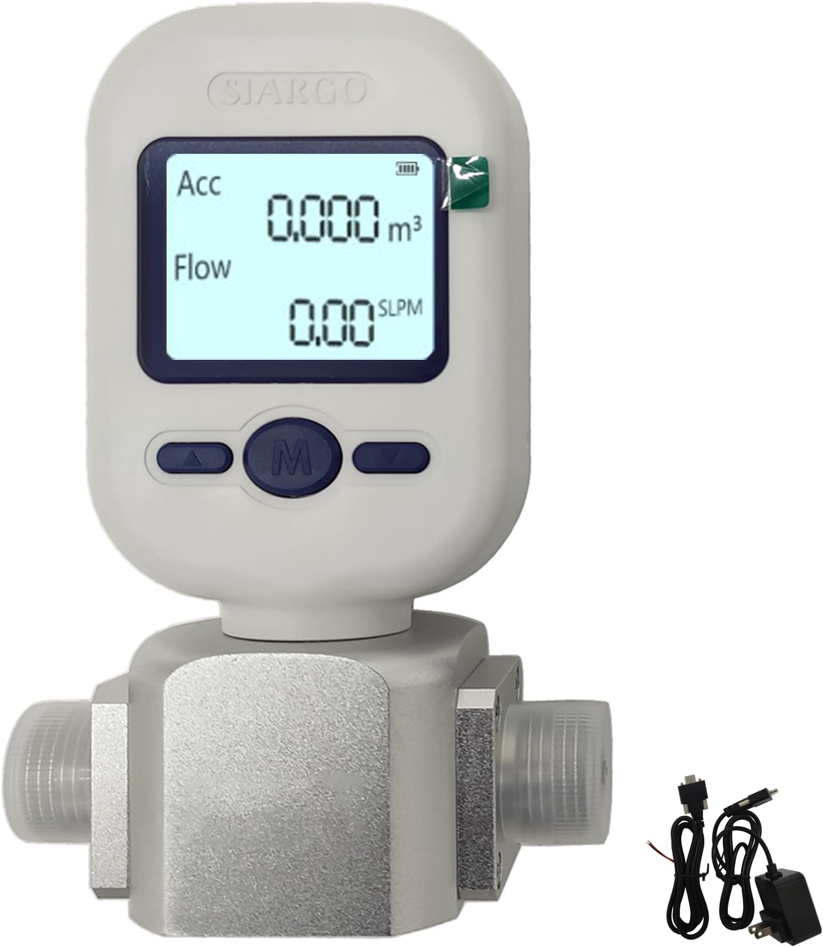 MF5706 Digital Gas Flow Meter, 0-20L/m Air Flow Meter Sensor, Portable Nitrogen Flow Tester, 1/4" NPT Compressed Oxygen Mass Flow Rate Meter