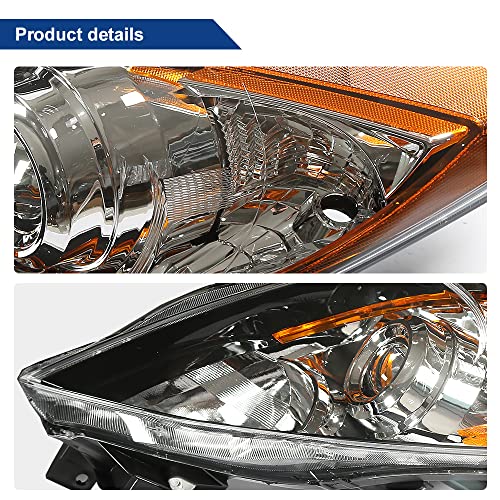 Boardroad Headlights Assembly Fit For 2010-2013 Mazda 3 Halogen Headlamps Replacement Chrome Housing Amber Reflector Driver And Passenger Side #TOP4