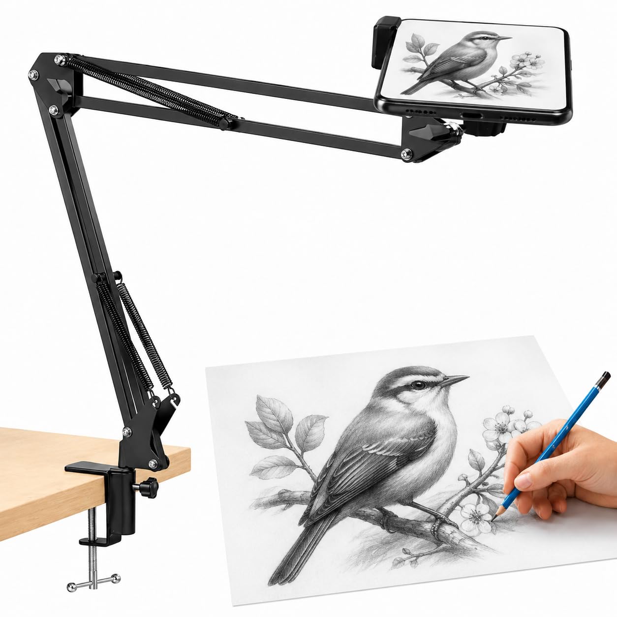 TARAVEE Mobile Holder Storage Case for All Mobiles and Tablet Stands (Black Overhead Stand)-image-42