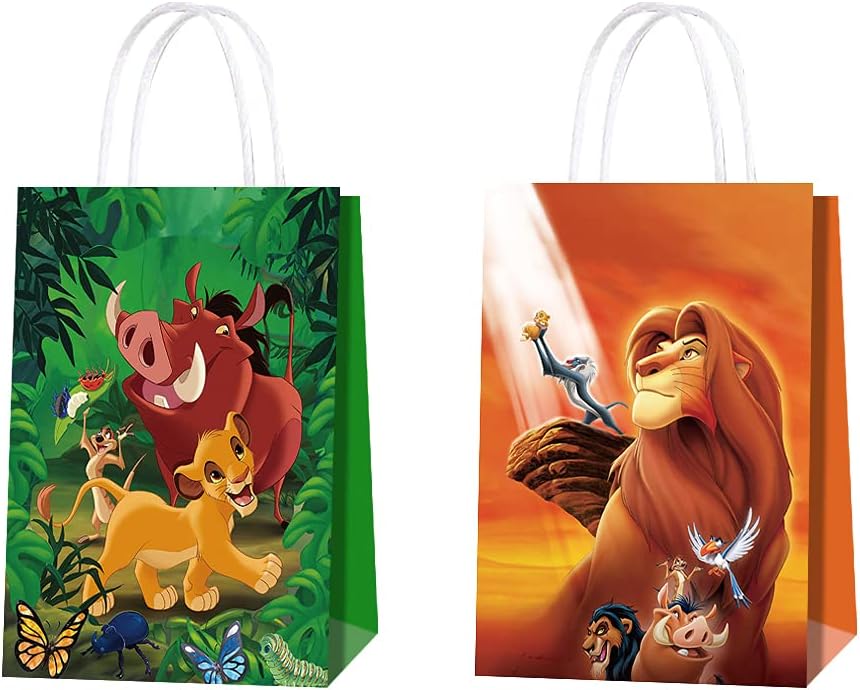 ANYMONYPF 16 Packs of Lion Paper Bag Theme Party Gift Bag Birthday Gift Bag Snack Candy Bag Childrens Party Supplies
