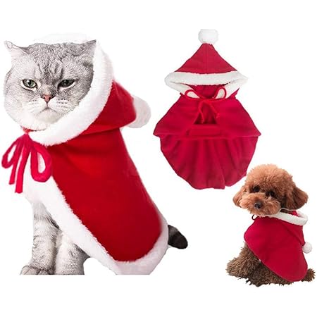 Amazon キュート クリスマス ペット 猫 犬 用 マント フード ジャケット 収納袋 セット ケープ サンタ アウター サンタクロース コスプレ コスチューム 帽子 羽織り ワンピース S77 S Kazenoko コスチューム 通販