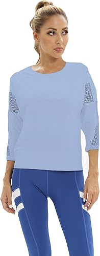 Miniatura 2 de Camisas de entrenamiento para mujer, camisa atlética de malla para mujer, camisetas de yoga, gimnasio, ropa deportiva, manga 34, camisetas de