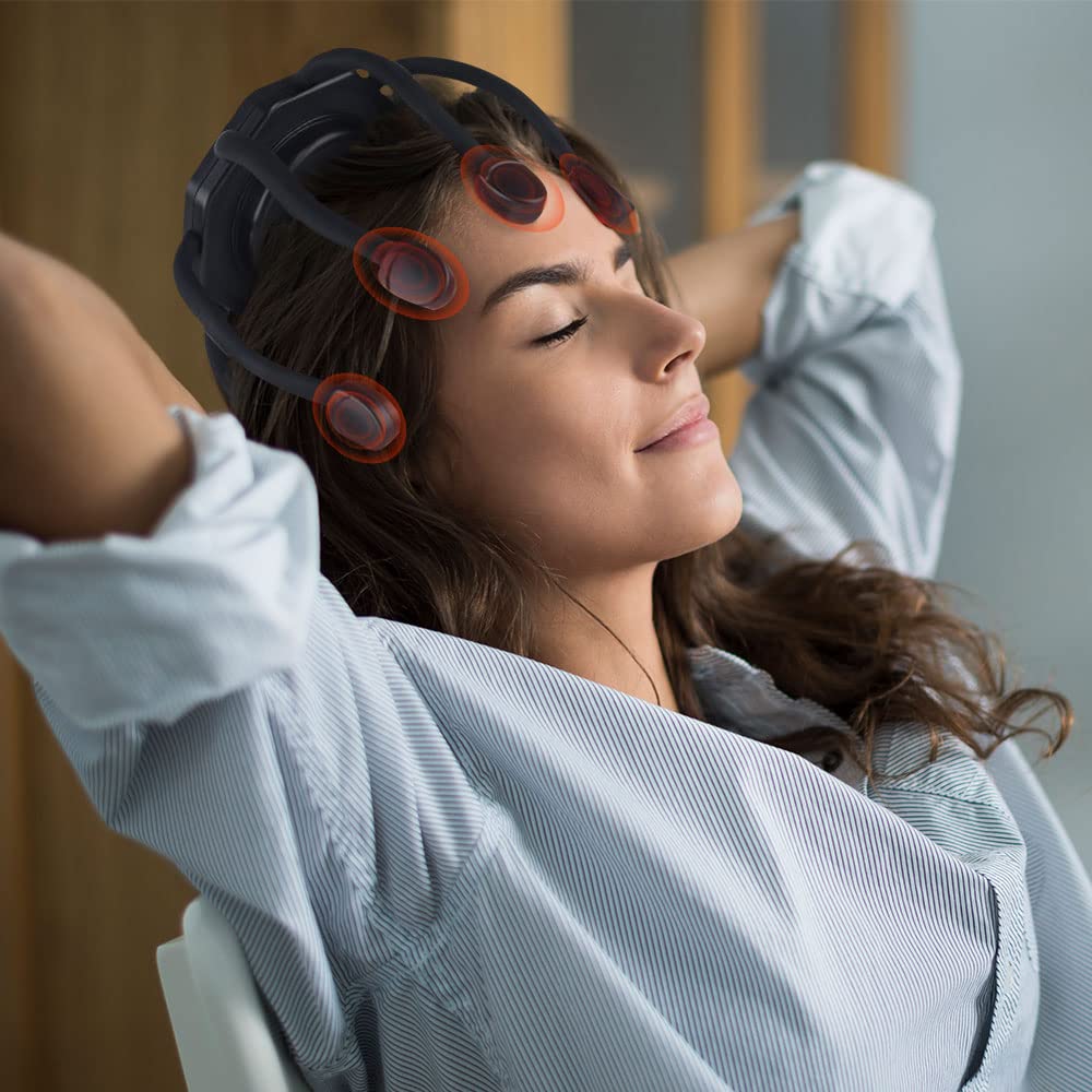 Massaggiatore elettrico ultra per cuoio capelluto, con 3 modalità, massaggiatore elettrico a 360 gradi, massaggiatore per la testa del cuoio capelluto e lo stress, massaggiatore elettrico portatile