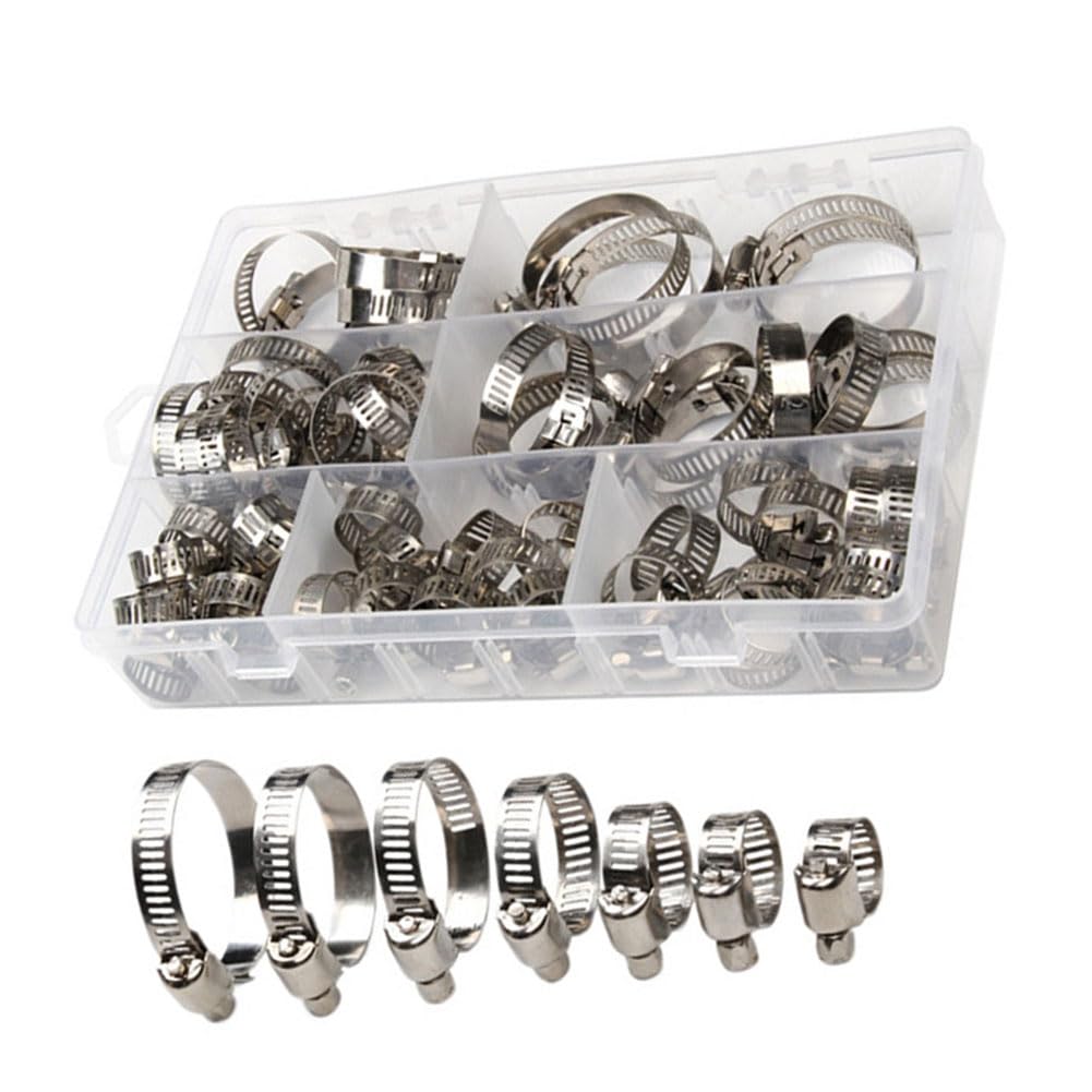 Ijsdnvjndx Silver 60Pcs 8-38Mm Adjustable Stainless Steel Band Hose Clamps Car Hose Clamps Pipe Clamp Worm Gear Clip Hose Clamp
