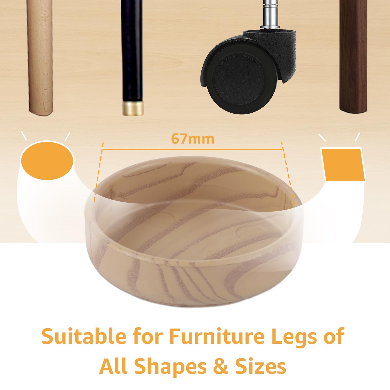 AHAQU 16PCS 60mm Rubber Base Castor Cups, Sofa Feet Protectors For Wooden Floors And Carpets - View #2