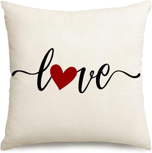 RABUSOFA Juego de 1 funda de almohada para el día de San Valentín de 18 x 18 pulgadas decoración para el día de San Valentín color rojo para