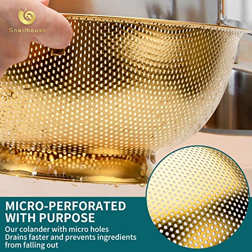 Snailhouse SH-016 Colander, 3 Quart Stainless Steel Pasta Rice Food Metal Strainer thumb #3
