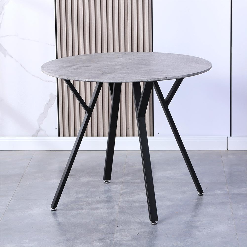 GOLDFAN Round Dining Table 90cm Wooden MDF Kitchen Table With Metal Legs For Dining Room Kitchen Living Room Office,Grey GOLDFAN Round Dining Table 90cm Wooden MDF Kitchen Table With Metal Legs For Dining Room Kitchen Living Room Office,Grey