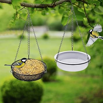 Hanging Bird Bath For Garden, Metal Hanging Bird Feeders, Bird Water Bath, Bird Water Feeder For Balcony, Bird Water Bowl, Bird Baths For The Garden, Birdbath Bird Feeders Hanging For Attracting Bird