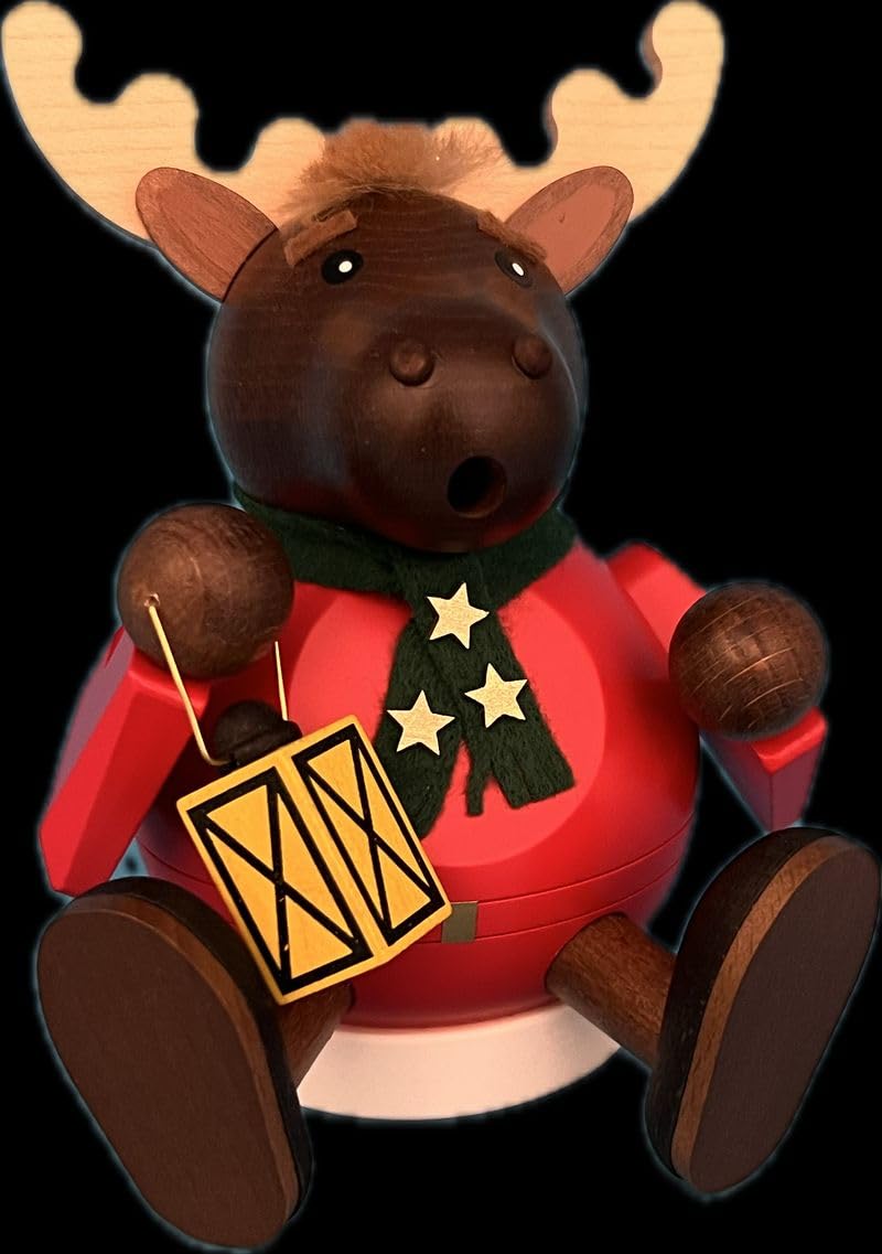 Figurine de fumoir élan assis cadeau idéal décoration noel 14 cm