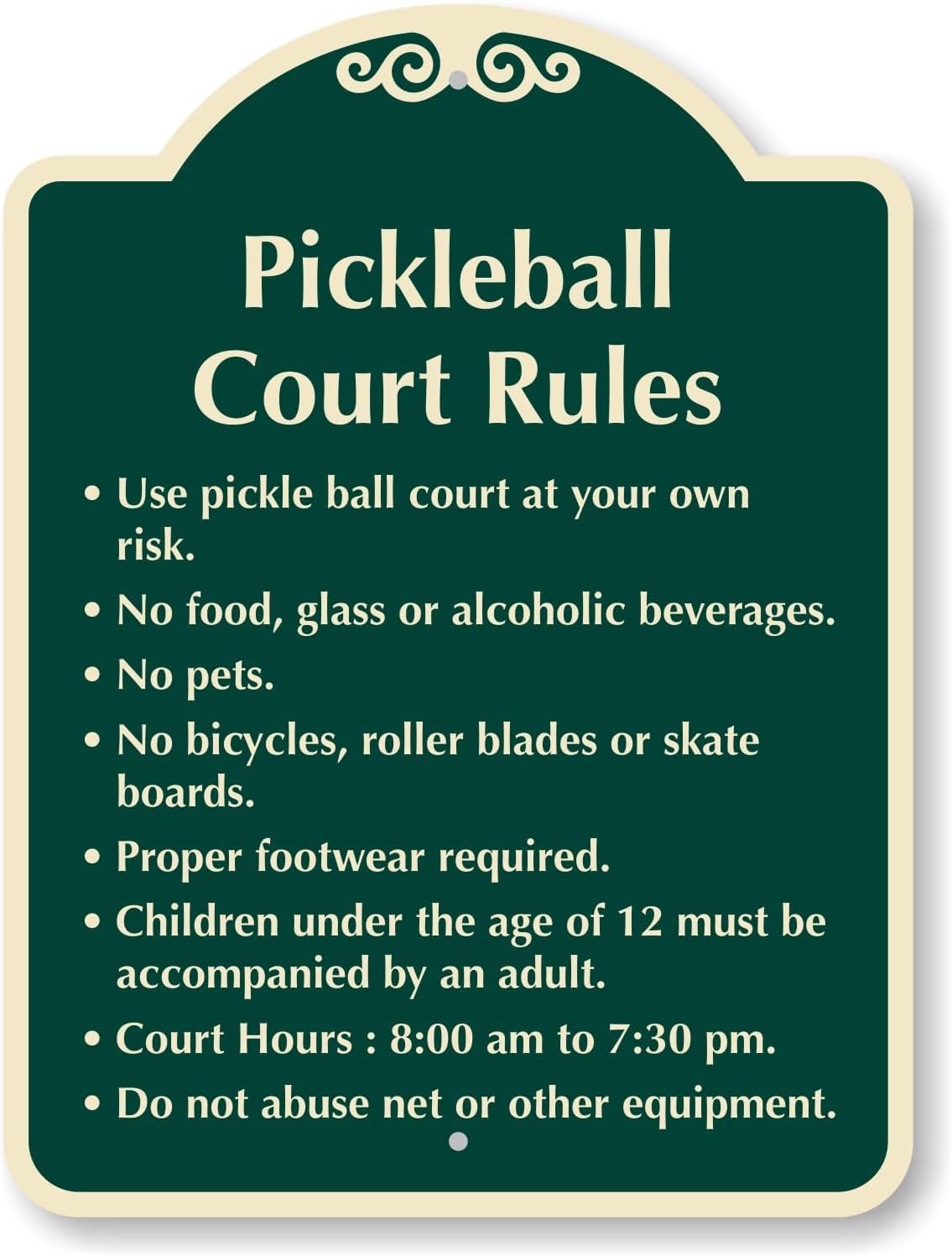 SmartSign 18" x 24" Designer Custom Pickleball Court Rules Sign, 120 mil Aluminum Composite (ACM), Reflective Option, Choose Color, Made in USA