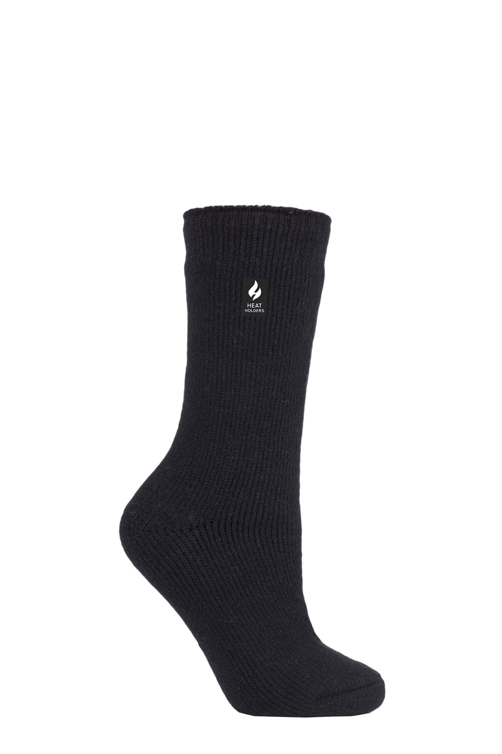 HEAT HOLDERS SOCKSHOP Thermal Socks - Ladies Warm Cosy Winter Colourful 2.3 TOG Plain Thermal Socks in a 1 Pair Pack Size 4-8 Black 4-8