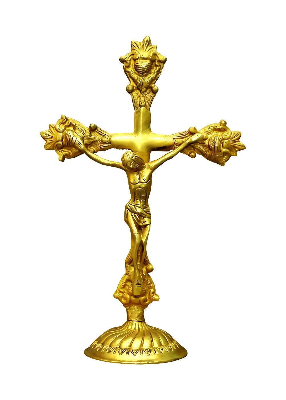 Taajoo Cross Jesus Statue Christ Crucifi | Catholic Brass Figurine Sculpture