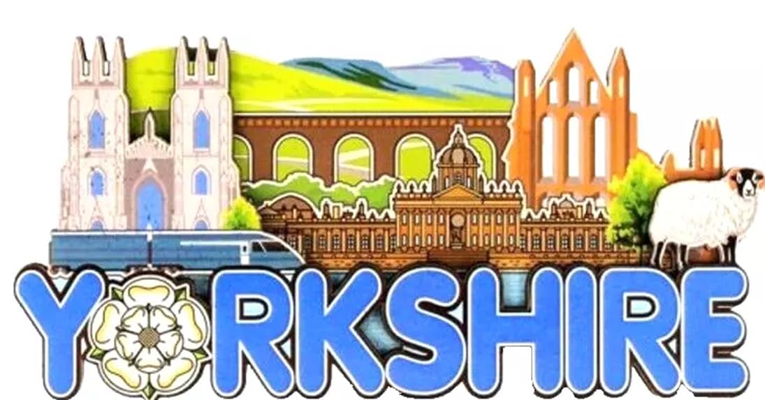 Elgate White And Multicoloured Yorkshire Skyline Fridge Magnet Word Souvenir Gift White Rose Landmarks County