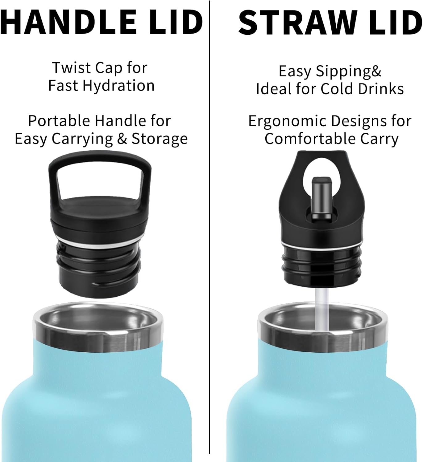 Thermos Flask, Water Bottle, 750 ml, BPA-Free, Drinking Bottle with Straw, 24 Hours Cold & 12 Hours Warm, Leak-Proof, Adult Water Bottle for Hiking, Fitness, Yoga, Camping