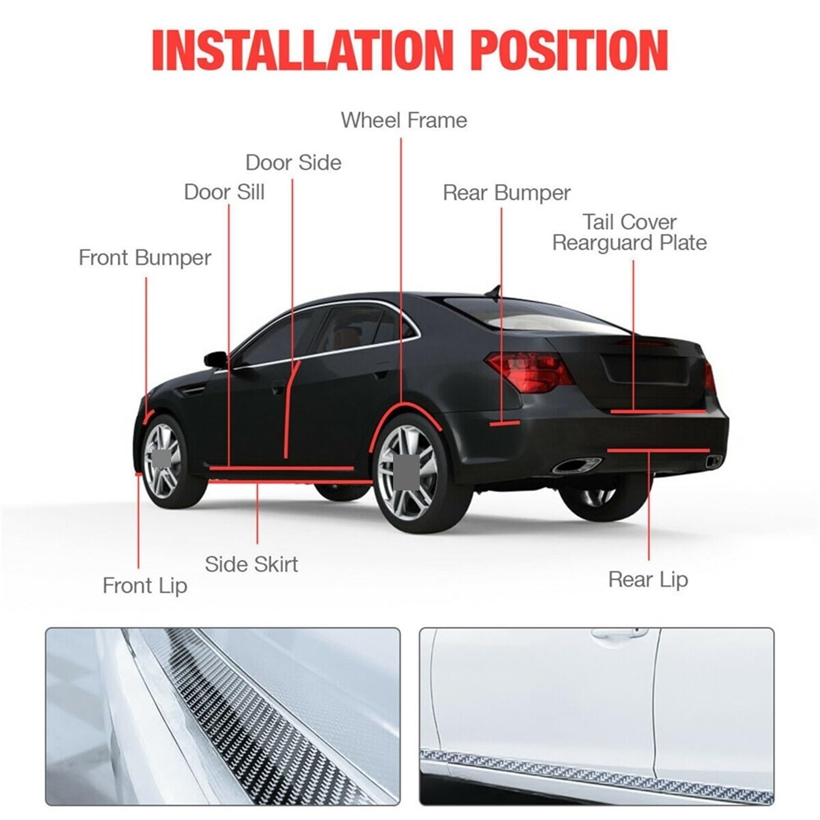 Striscia protettiva per paraurti Adesivi per auto Antigraffio Protezione soglia porta Striscia di gomma Pellicola paraurti Styling(1M-03)