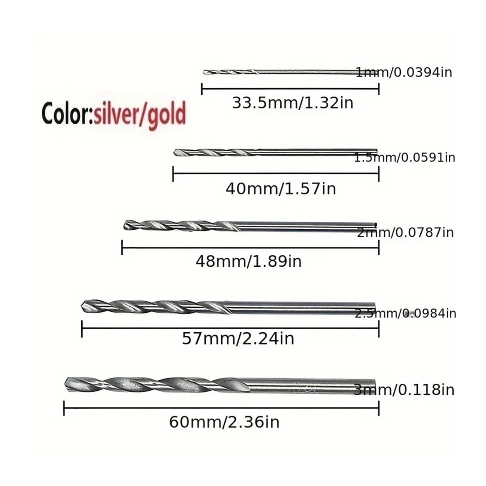 Juego de 100 brocas HSS con revestimiento de titanio (1-3 mm) - Ideal para bricolaje, carpintería, mejoras del hogar