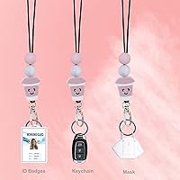 Vista 6 de BIHRTC Correa de silicona con cuentas separable para insignias de identificación, cordones para profesores, soportes retráctiles para insignias