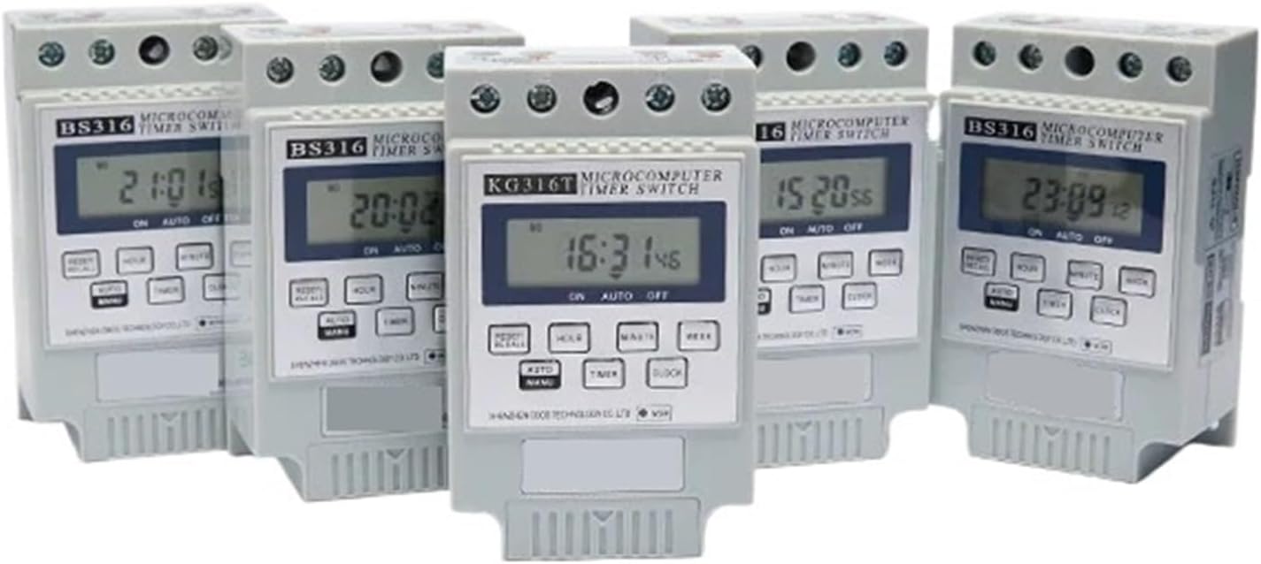 Beautiful Appearance Guide Rail 220V programmable Timer Switch, Timing Control Range 1 minute-168 Hours on/Off 10 Times a Day(220VAC)