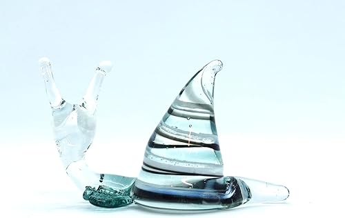 Miniatura 4 de Figuras artísticas de vidrio soplado a mano de caracol raro, animales, regalo coleccionable para decoración del hogar (verde negro)