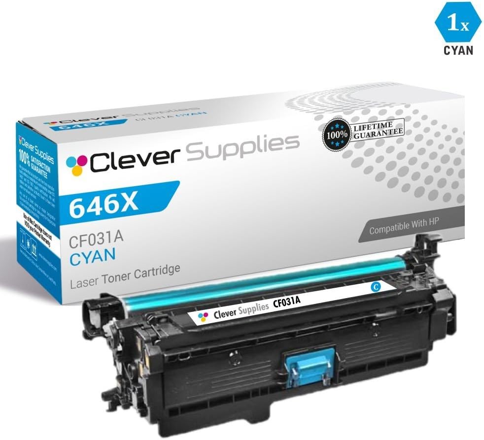 CS Replacement Toner Cartridge Compatible with HP Enterprise CM4540 CE264X Black CF031A Cyan CF032A Yellow CF033A Magenta 646A & 646X Enterprise CM4540f MFP Enterprise CM4540fskm 4 Color Set