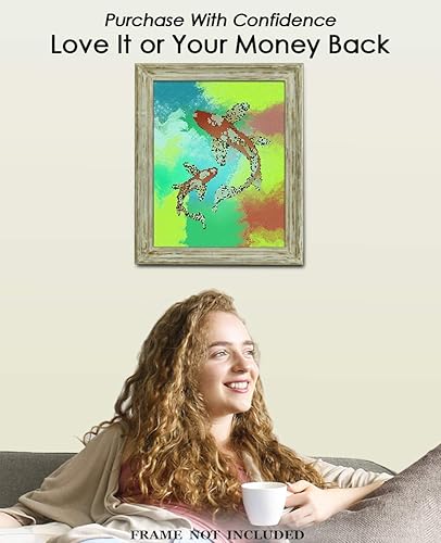 Miniatura 7 de Buzz Unplugged Koi Fish Abstract Wall Art Minimalist, Aesthetic & Boho Wall Art for Home, Office, Bedroom & Living Room Decor - Unframed Posters 8x10