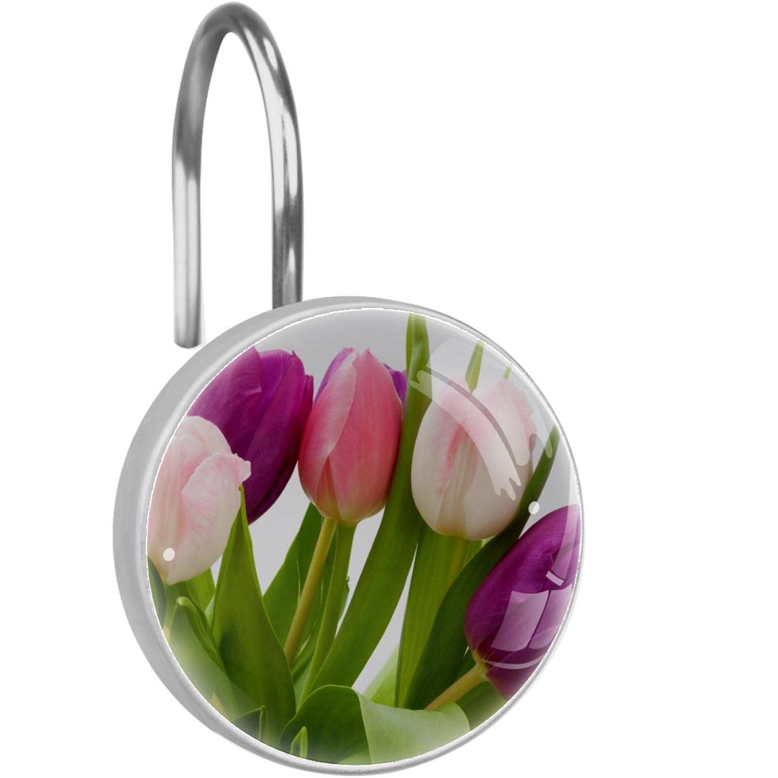 Anneaux de rideau de douche antirouille en acier inoxydable tulipe
