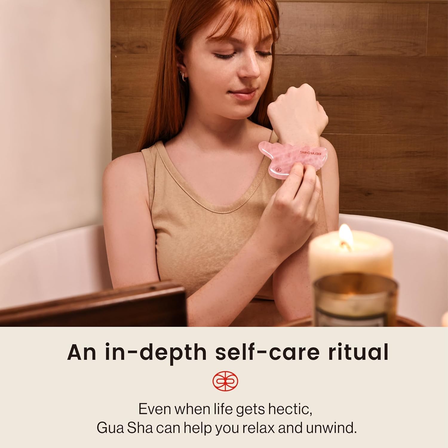 Rena Chris Gua Sha Facial and Body Tools- Natural Jade Gua Sha Stone for Face Manual Massage with Exquisite Wooden Box, Jawline Sculpting and Puffiness Reducing, Whole Body Care Tool with Manual