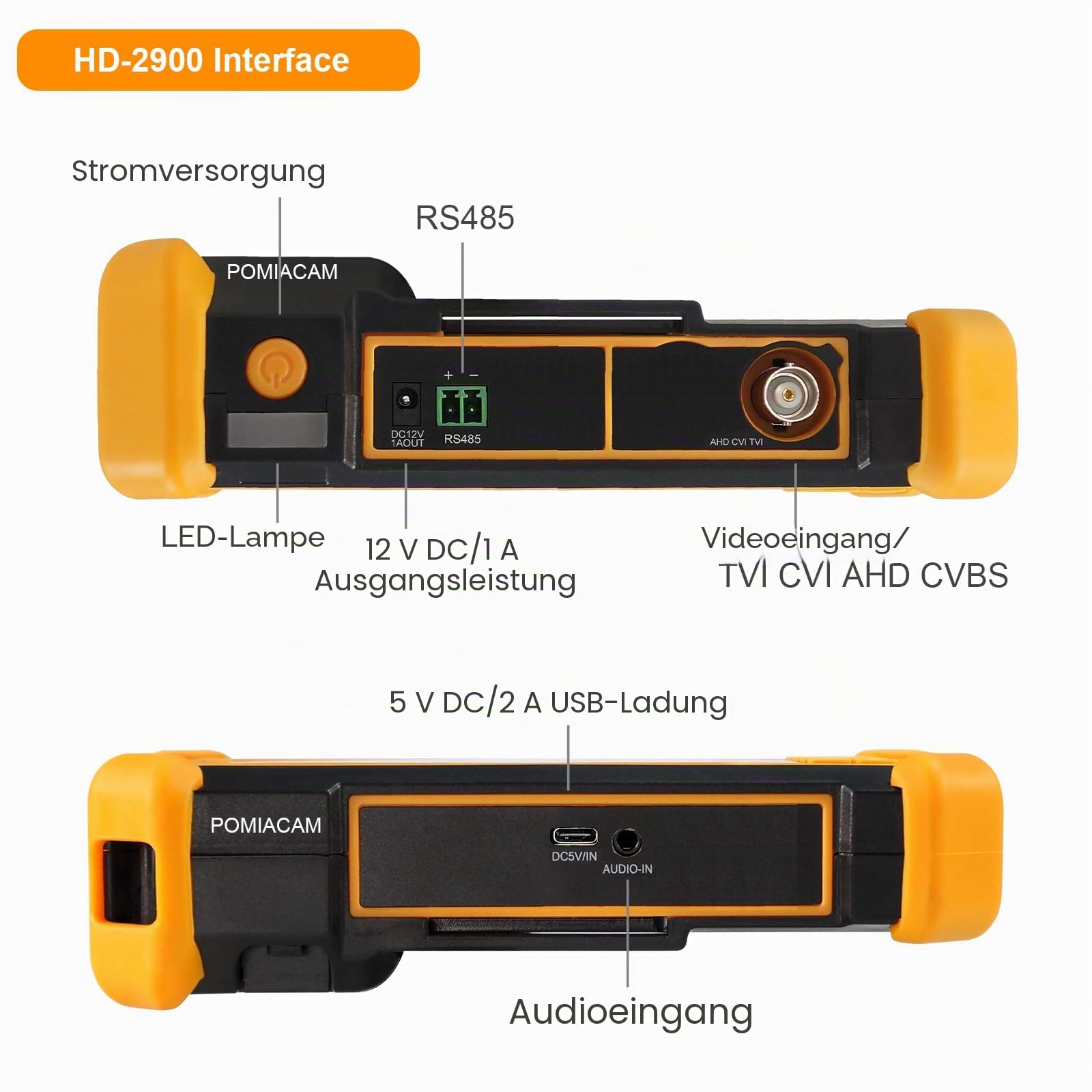 CCTV-Tester-Monitor HD-2900, 4,3-Zoll-TFT-LCD-Bildschirm, 4K, 8 MP, CVI, TVI, AHD, CVBS, analoges Video, Auto-HD-Koaxialkameratester, eingebauter 4000-mAh-Akku, DC12V-Ausgangsleistung