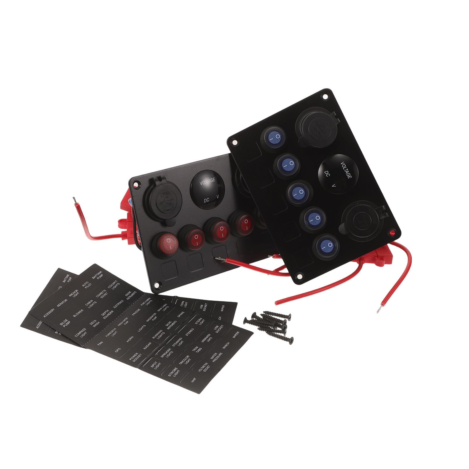 2 Stück Aluminium Wippschalterpanel 12v 24v mit Spannungsanzeige