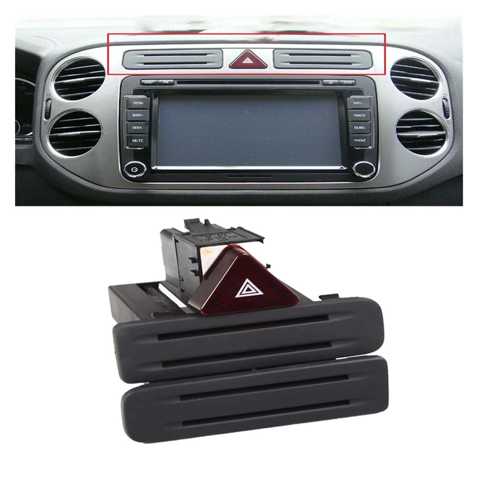 Warnblinkschalter-Knopfkartenkasten passend for VW Tiguan MK1 Rline 5N 2008-2017 5N0953509 5N0953509B 5N0858373A(1 set-01)