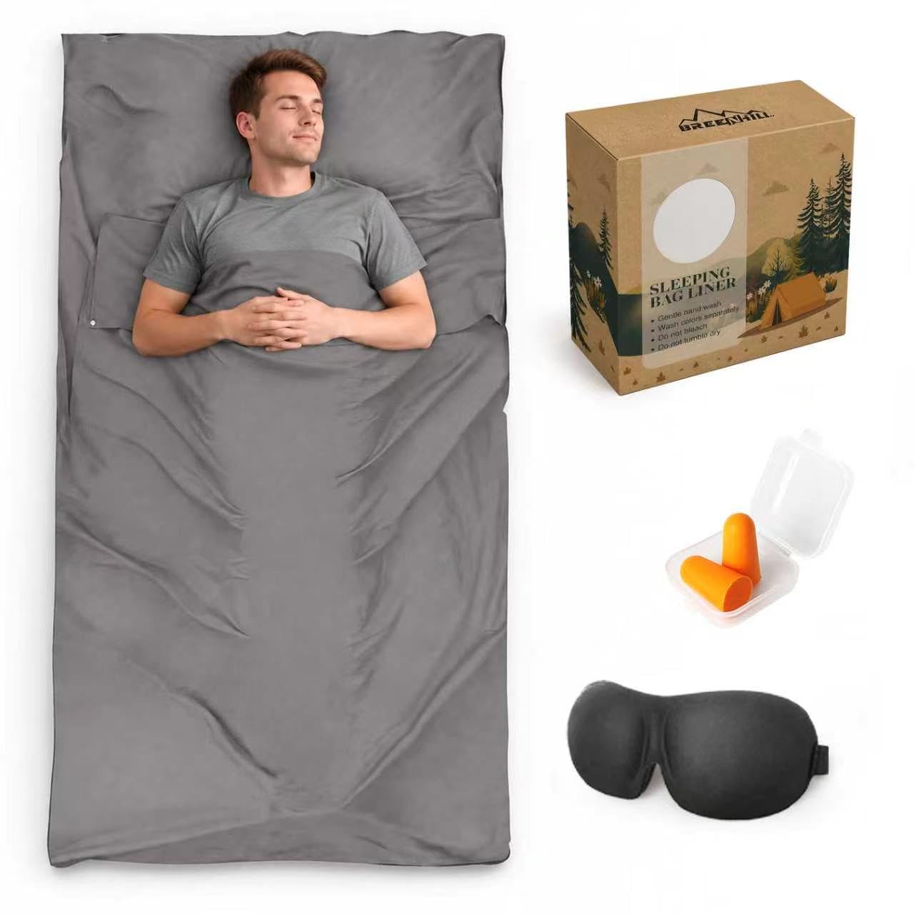 Sleeping Bag Liner,Travel Sheet &amp; Adult Sleep Sack, Camping Sheets Travel Sleep Sack for Backpacking,Hotels &amp; Hostels -Lightweight Single &amp;Double Travel Sheet Camping Sheets
