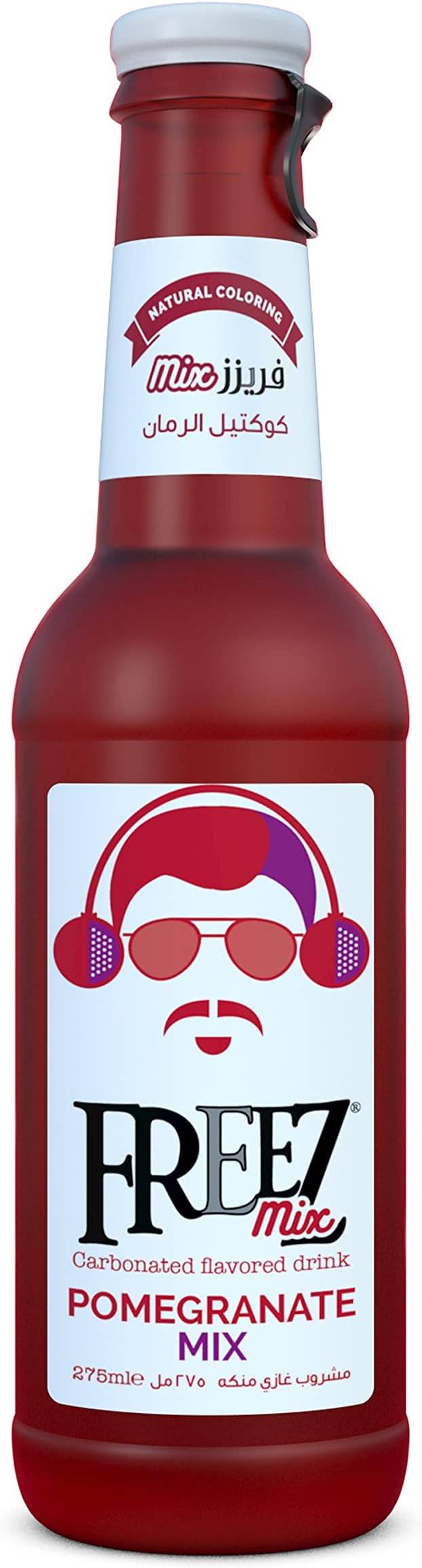 Freez - Carbonated Soda Flavored Cold Drink Non Alcoholic - Pomegranate Mix - 275 ml, Red