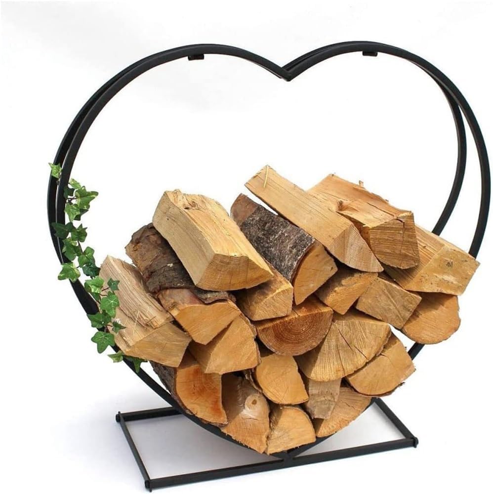 Fire Wood Holder Indoors Iron Firewood Rack Heart-Shaped Firewood Rack Indoor and Outdoor Log Storage Rack Firewood Rack Fireplace Wood Storage Racks Firewood Storage Rack