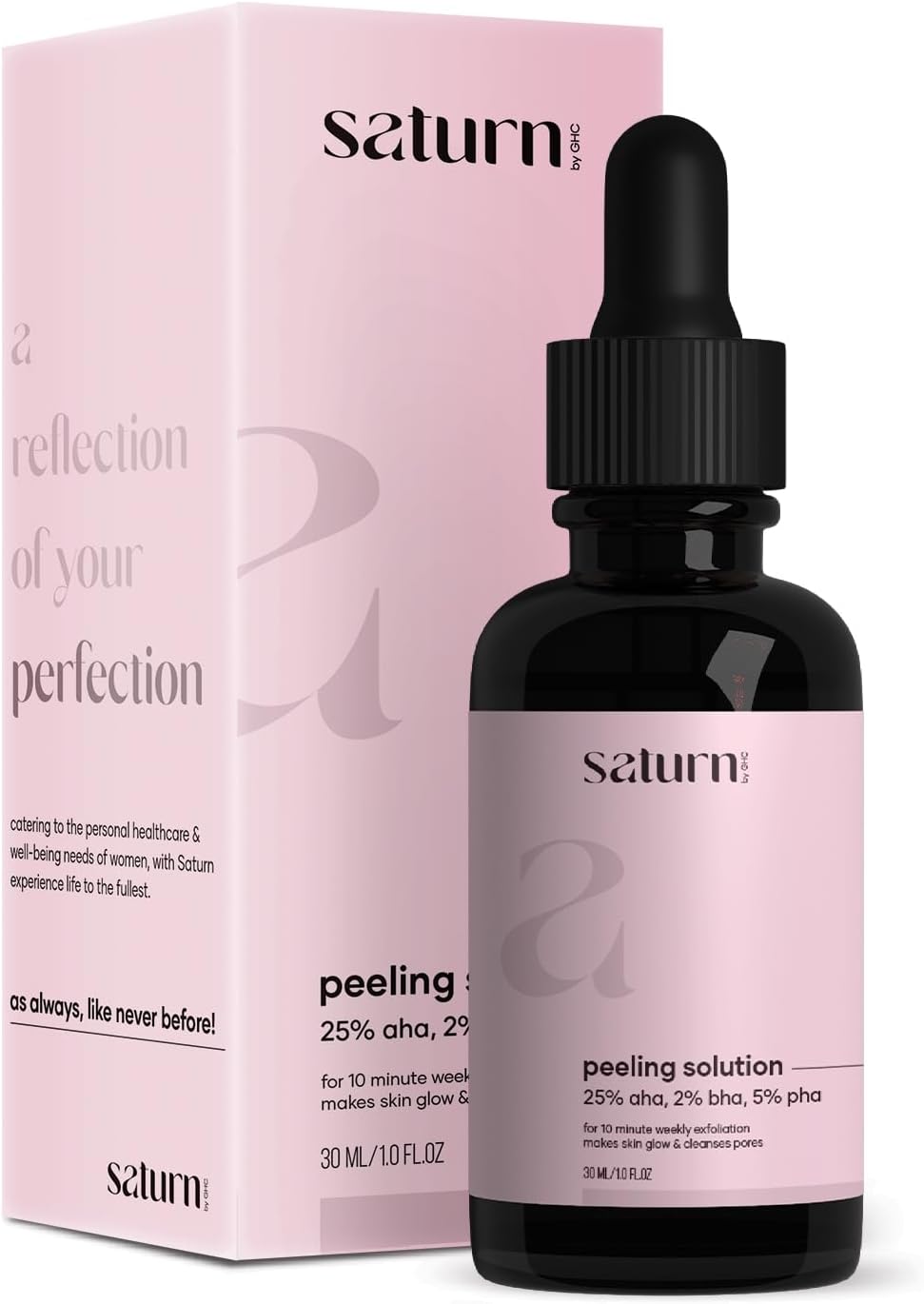 - Saturn by GHC Peeling Solution for Face | 10-Minute Facial | Chemical peel for face for glowing skin | Exfoliating serum | For Women | At-home facial | 30ml