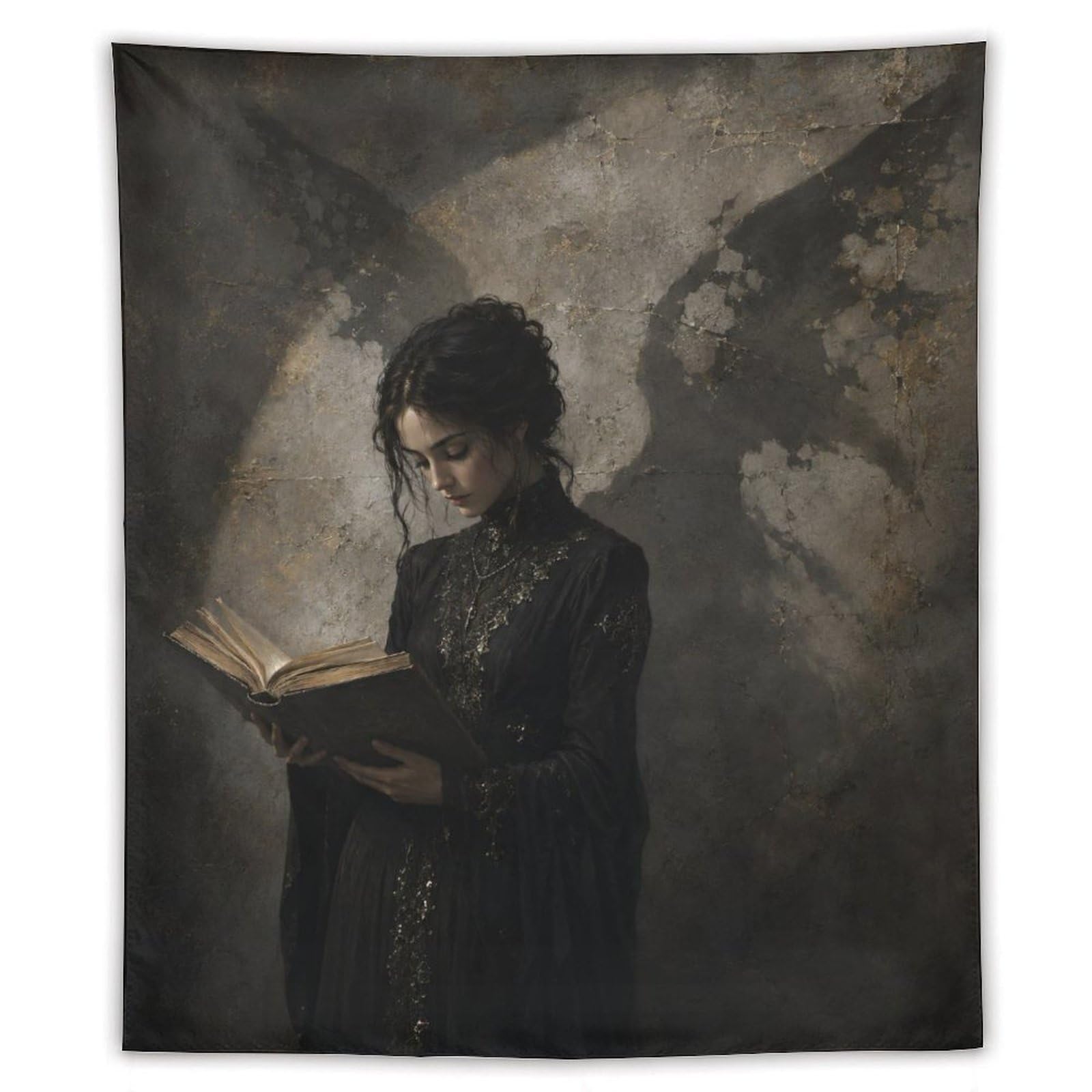 W7C8U2X3 Candlelit Woman Reading Wall Tapestry, Reading Corner